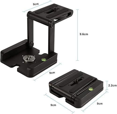 Miniatura 2 de Placa universal de liberación rápida, cabezal de trípode Z Flex Tilt Trípode de aluminio, soporte de cámara plegable de aluminio, cabezal de bola de