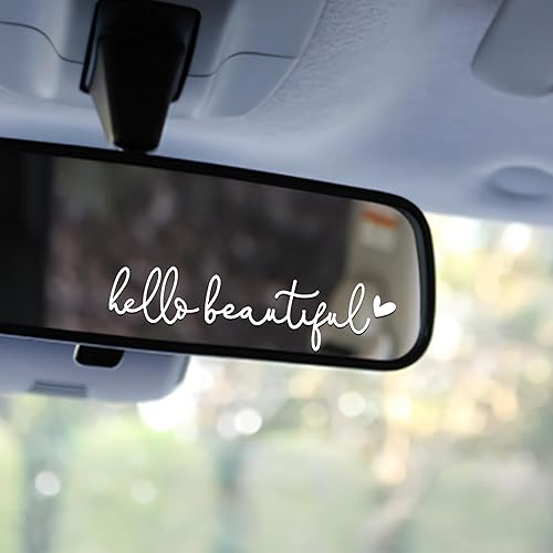 Marita 3X Hello Beautiful - Adhesivo para espejo retrovisor, calcomanías para espejo retrovisor, calcomanías para espejo retrovisor, decoración de