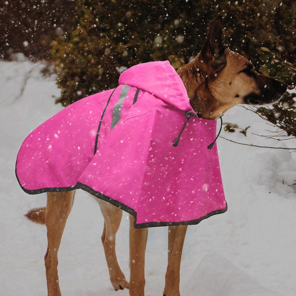 Candofly Reflective Dog Raincoat - Waterproof Dog Rain Jacket with Leash Hole, Hooded Dogs Ponch Slicker for Large Dogs (Pink, X-Large)