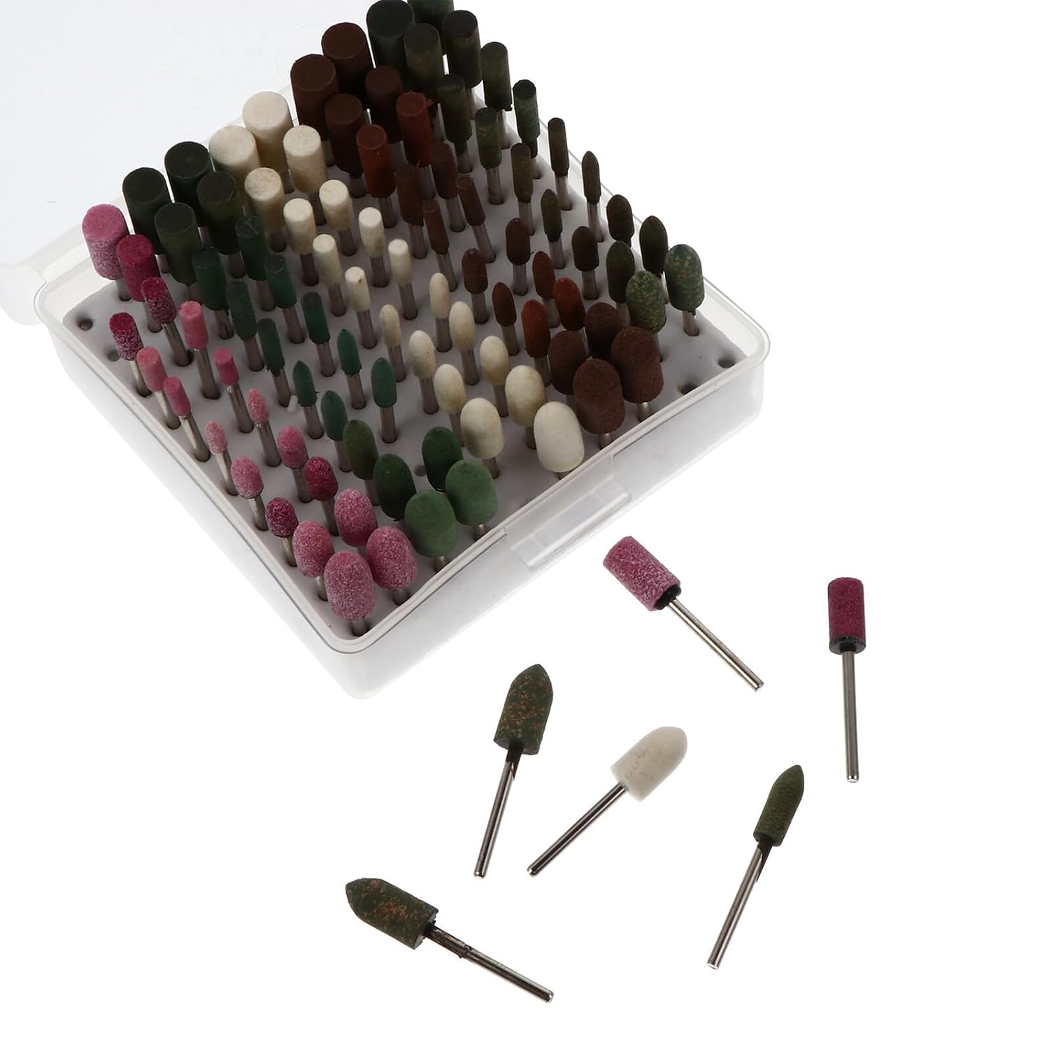 Yardwe 100pcs Abrasive Polishing Grinding Heads Set, Mixed Grit Mounted Points for Metal Rust Removal, Deburring, Carving, Suitable for Rotary Tools and Industrial Grinding Tasks