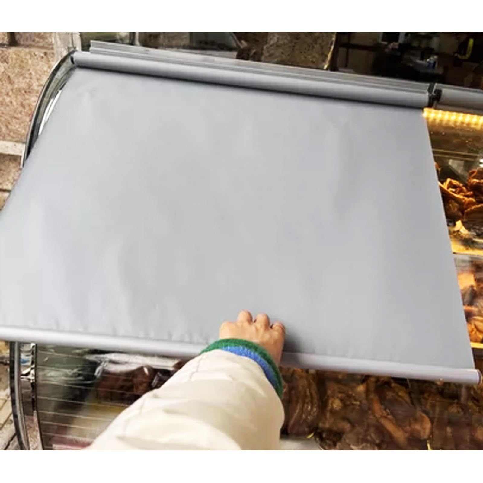 Szara termiczna roleta zaciemniająca do pokoju, zwijana, bez wiercenia, łatwe dopasowanie, do drzwi i okien, tymczasowa blokada przeciwsłoneczna, 75 x 200 cm (29,5 x 78,7 cala)