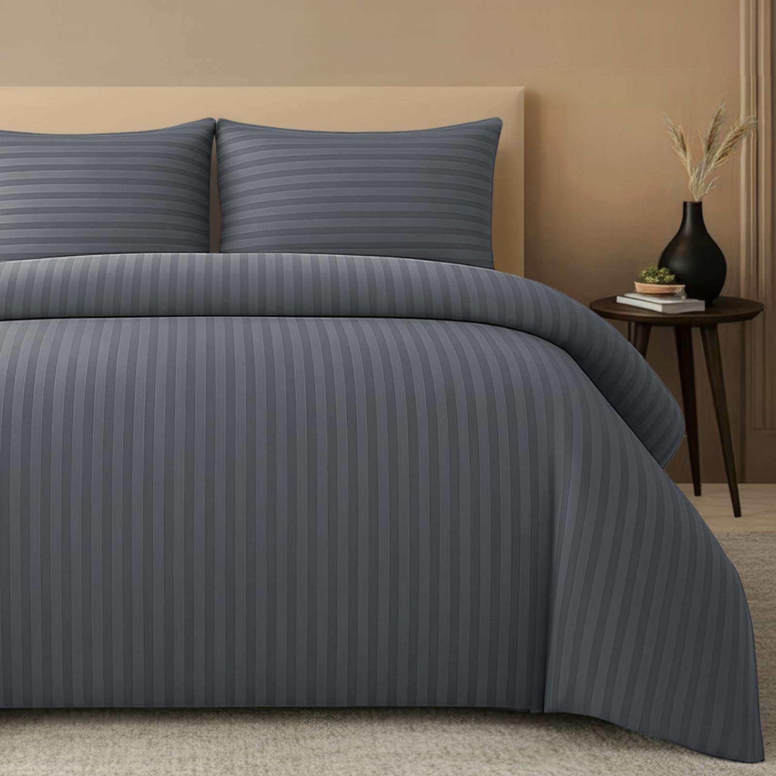 Pamposh Pack Of 2 Reversible Double Duvet Cover Sets With Zip ClosureCorner Ties & Matching Pillows Soft Easy Care Microfiber Bedding from B&Q