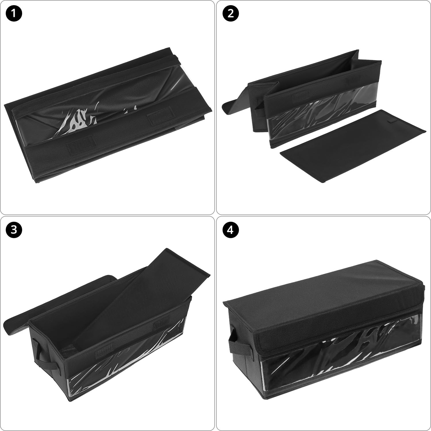 QWORK® Confezione da 2 Scatole Porta CD, 36x14x6 cm, Organizer in Tessuto Nero per 30 Standard per CD, 60 Custodie Slim o 165 Custodie Porta CD