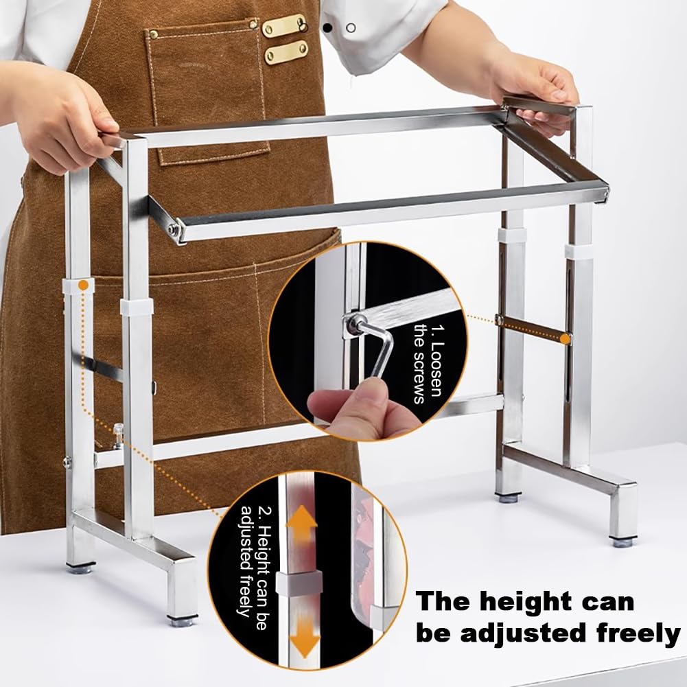 Especiero De Acero Inoxidable De 2 Niveles, con Tapa Y Cuchara, Dispensador De Especias Elevado Y Organizador Extraíble para Restaurantes.,D