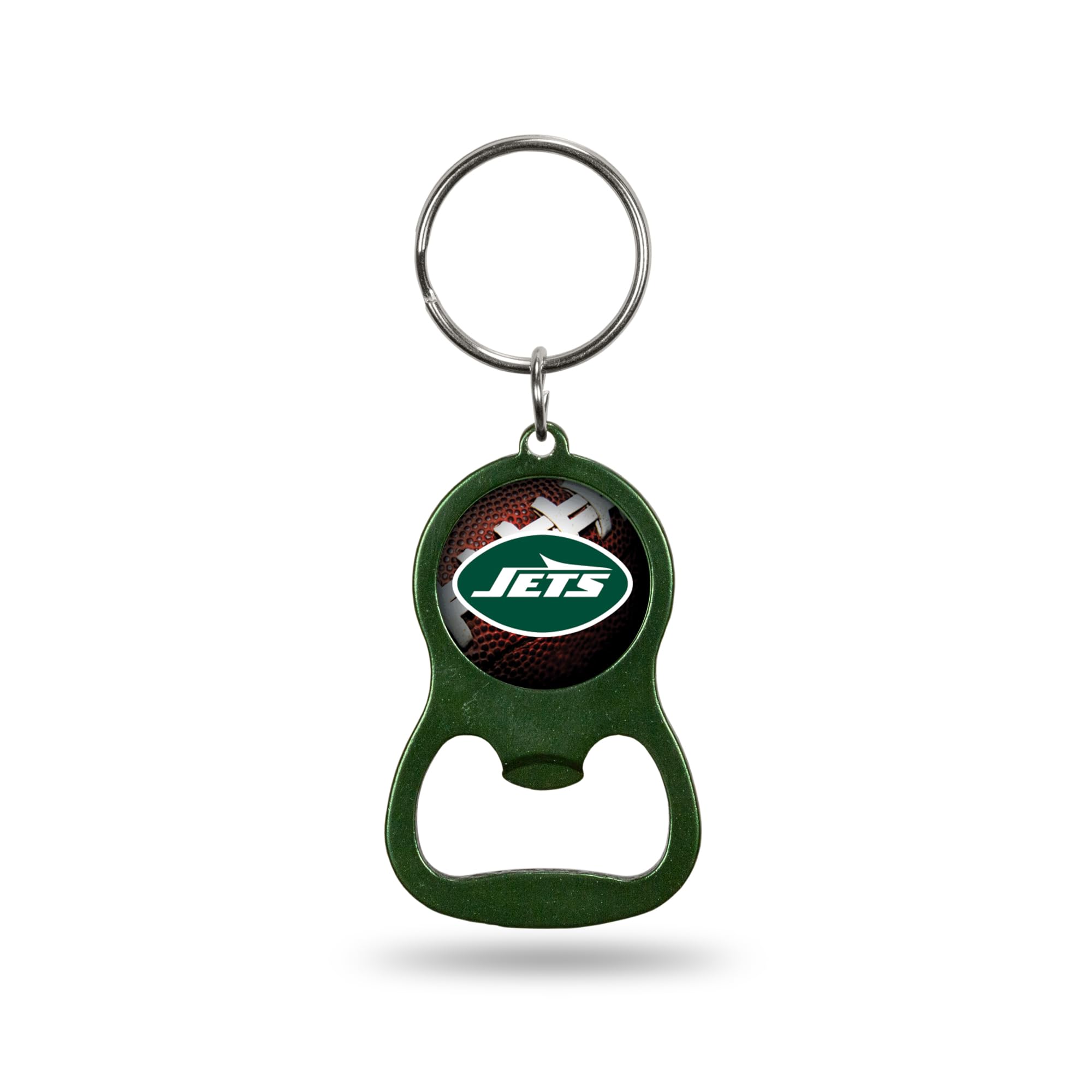 Rico Industries NFL Football New York Jets Green Metal Keychain - Beverage Bottle Opener With Key Ring - Pocket Size