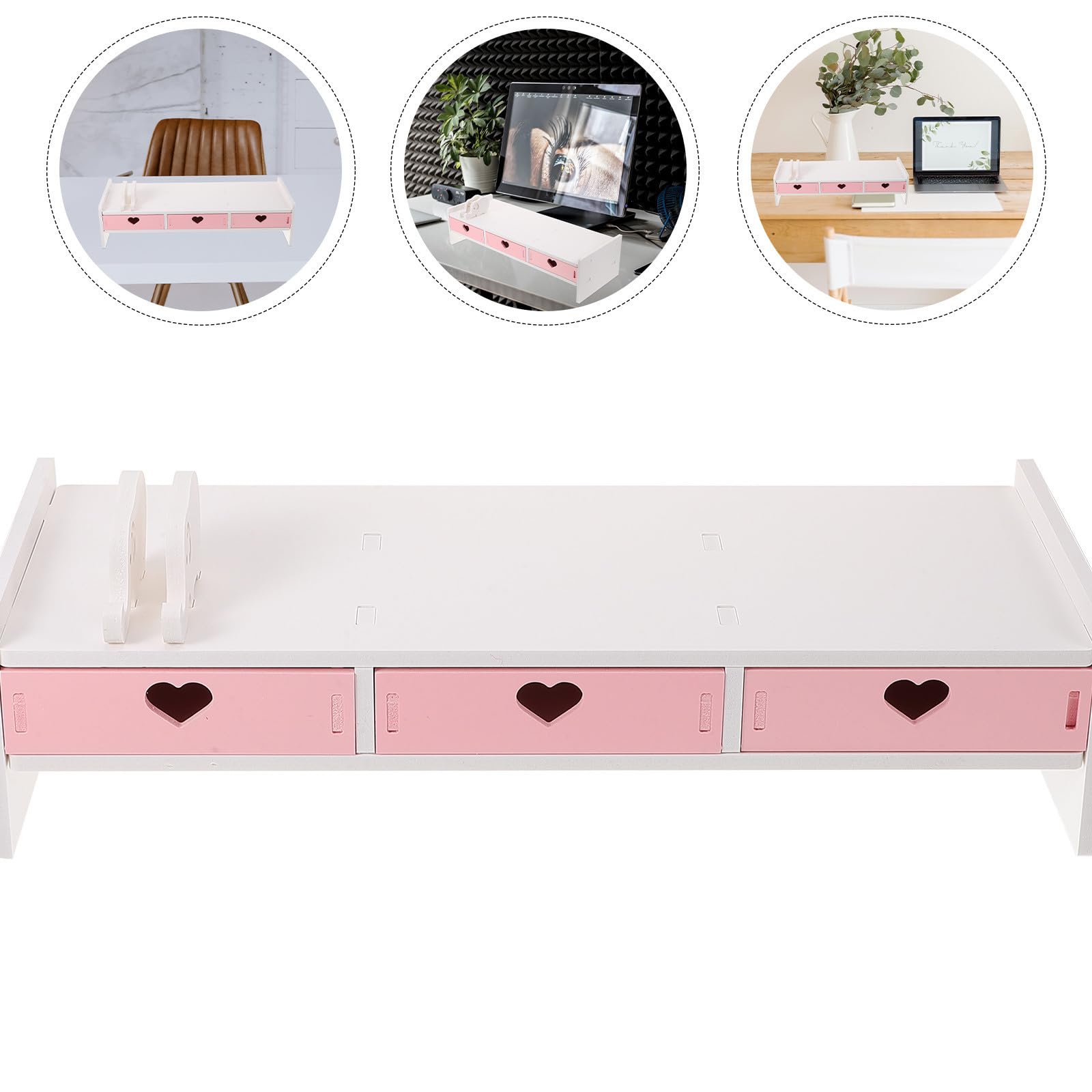 Supporto Design per Scrivania Monitor Forte Rosa e PVC da capacità di Carico Fresco per Organizzare Migliorare Comfort Desktop in Ufficio