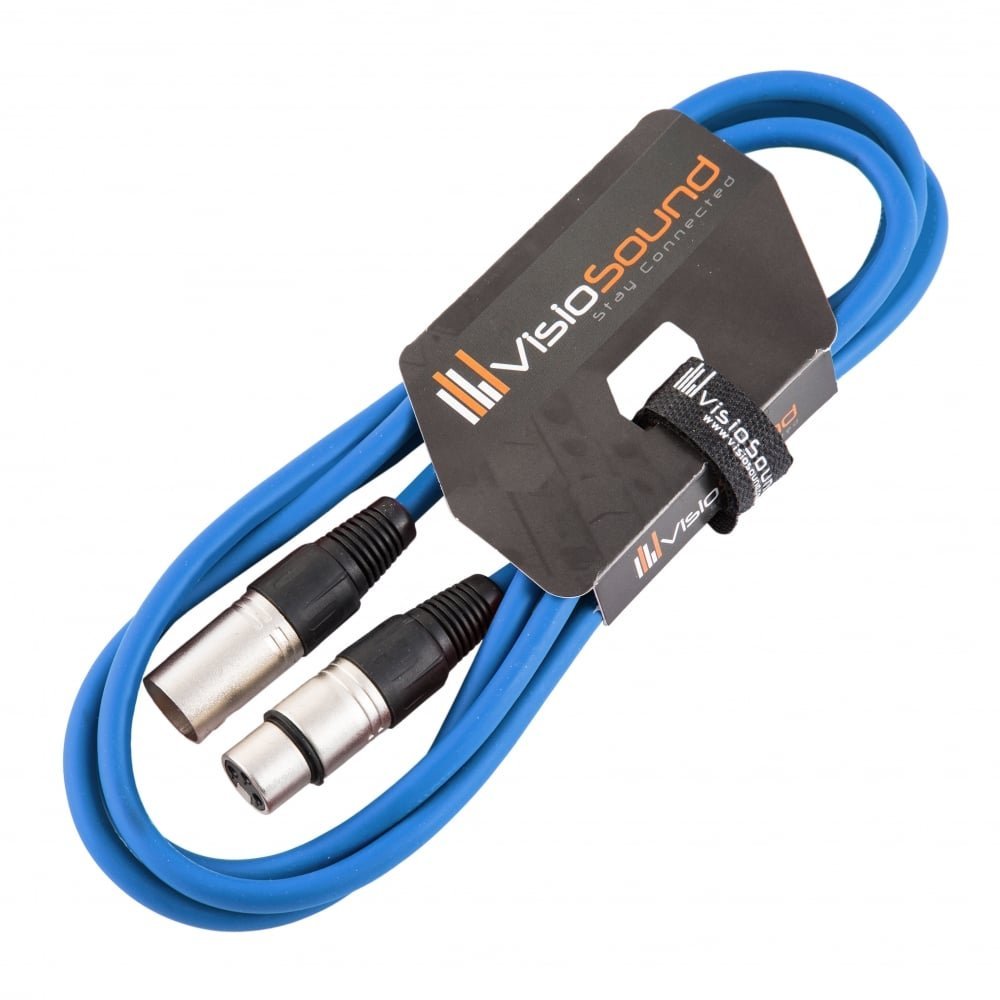 VisioSound Male to Female XLR Mic Lead/Balanced Microphone/Mic Patch Cable / 7 Colours 2m Blue