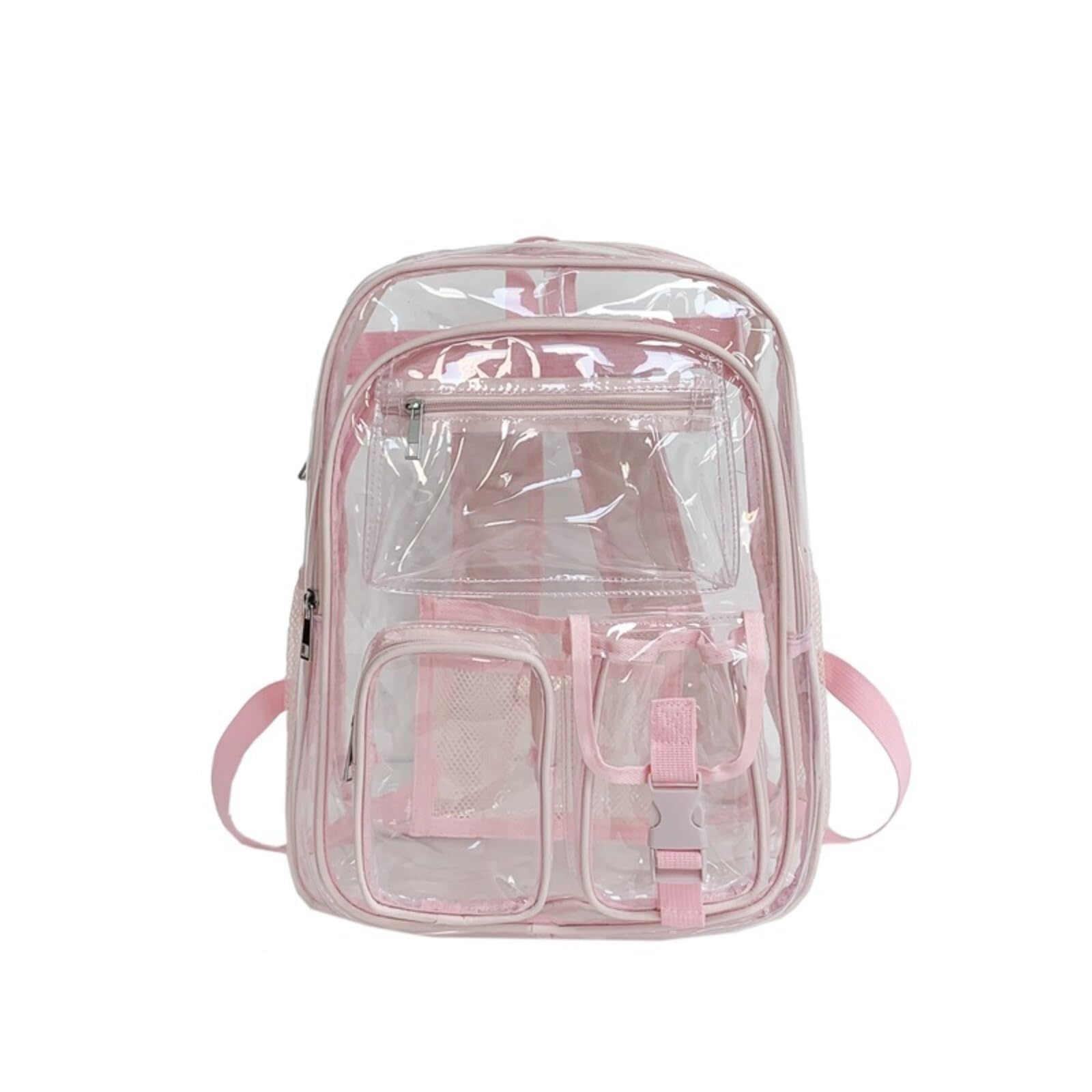 Zaino, Zaino in PVC trasparente | Multicolor da Viaggio Unisex: Zaino in PVC Trasparente con Cinghie Rinforzate(Rose)