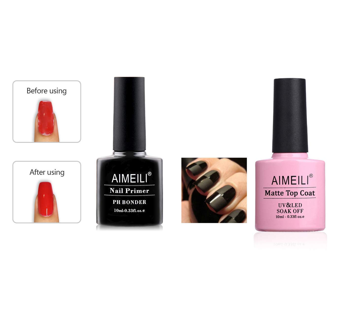 AIMEILI No Wipe Matte Top Coat, and Nail Prep Bond Primer : Beauty & Personal Care