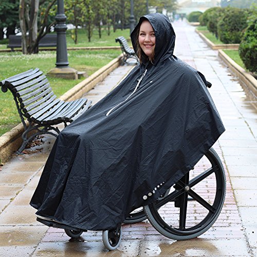 GOTITA Navy Blue Waterproof Poncho for Wheelchairs - Medium to XL, Italian Designed Raincoat - Image 6