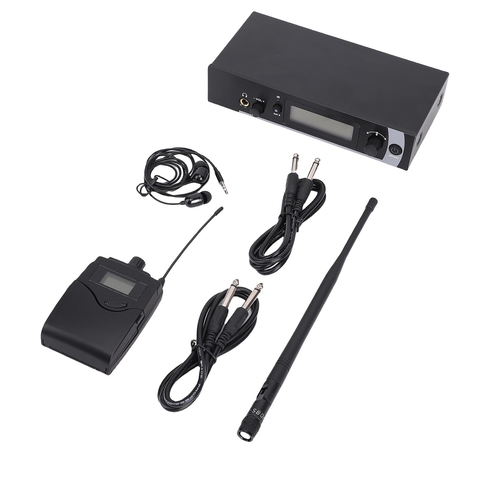 UHF Wireless in Ear Monitor System, 550-590MHz Band Wireless IEM, Range 164ft, per Palcoscenico, Banda, Studio, Discorso (Spina Europea)