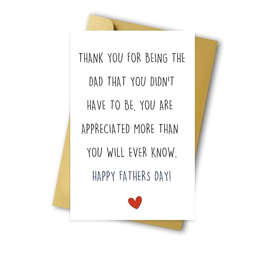 Simple Step Fathers Day Card Gift for Dad, Funny Stepdad Gifts from Stepdaughter Stepson, Humorous Card for Stepfather, Thank You Appreciation Card for Step Dad
