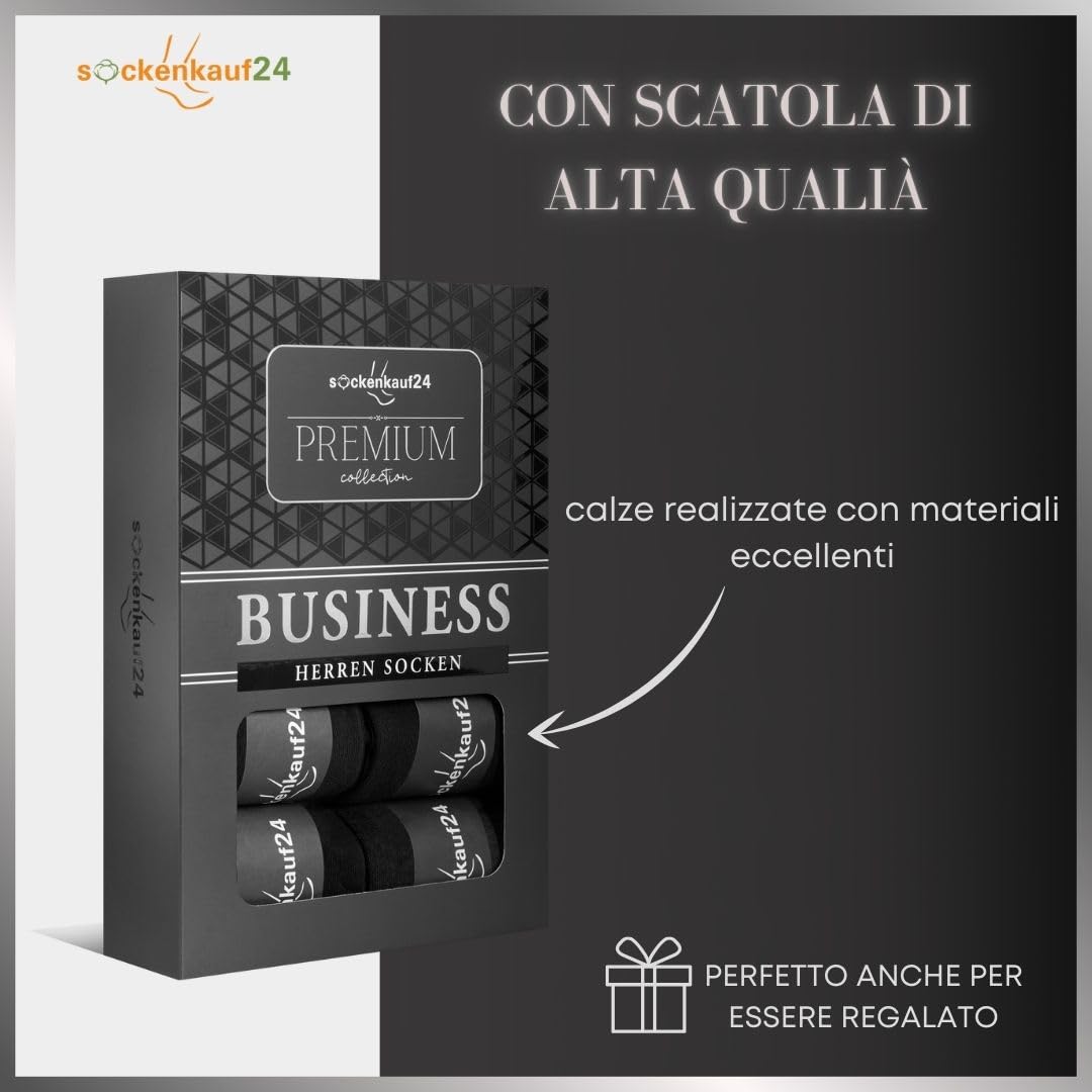 sockenkauf24 10 Paia Calze Uomo Classiche Eleganti Calzini Neri Comode Cotone Traspiranti