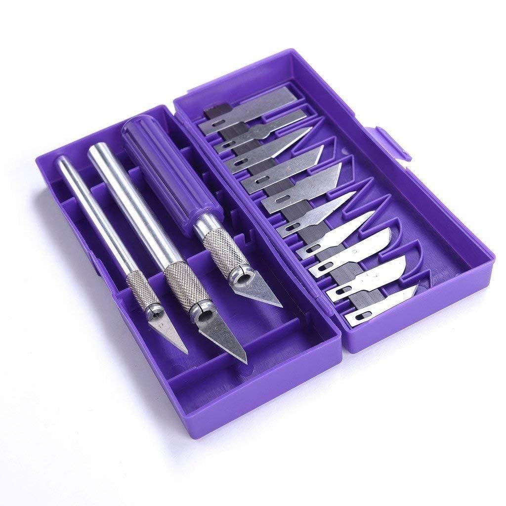 Fx®13 Blades 3 Cutter Handles with Box Non-Slip Metal Scalpel Tools Kit Paper Cutter Engraving Craft Knifes Sculpture Carving Knife