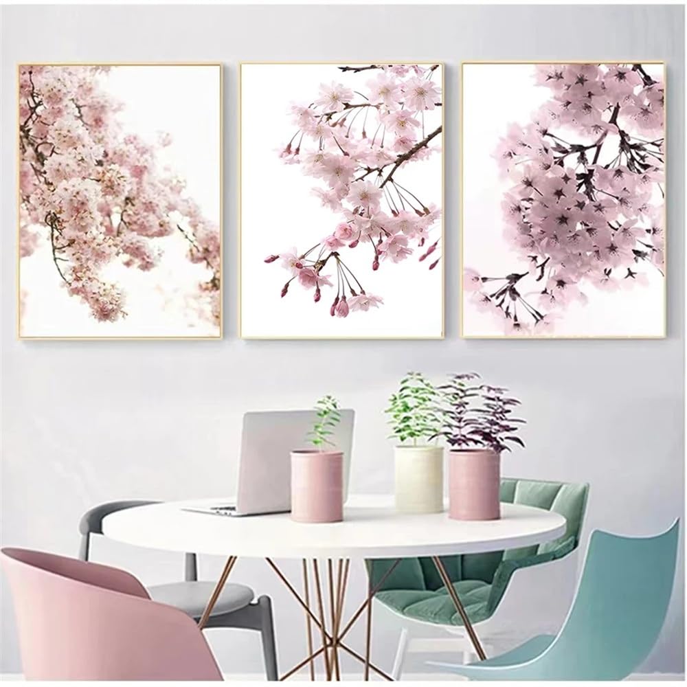 WUHBCZ Wall Posters-Pink Flower Wall Art Nordic Abstract Art Prints Poster Wall Pictures Artwork for Living Kitchen Room Home Interior Decoration Painting-40 * 50cm/3PCS (No Frame)