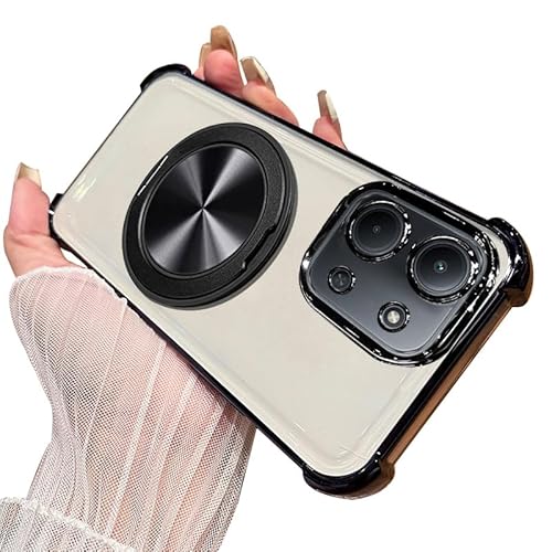 TRIPLE RIVER�EFor POCO X8 Pro �P�[�X �N���A �����Y�J�o�[�t�� �J�o�[ ���� TPU �\�t�g�P�[�X �����^�X�}�z�����O�t�� �X�^���h�@�\ �p �ی� For ���� �V���I�~ X8 �v�� (�u���b�N)