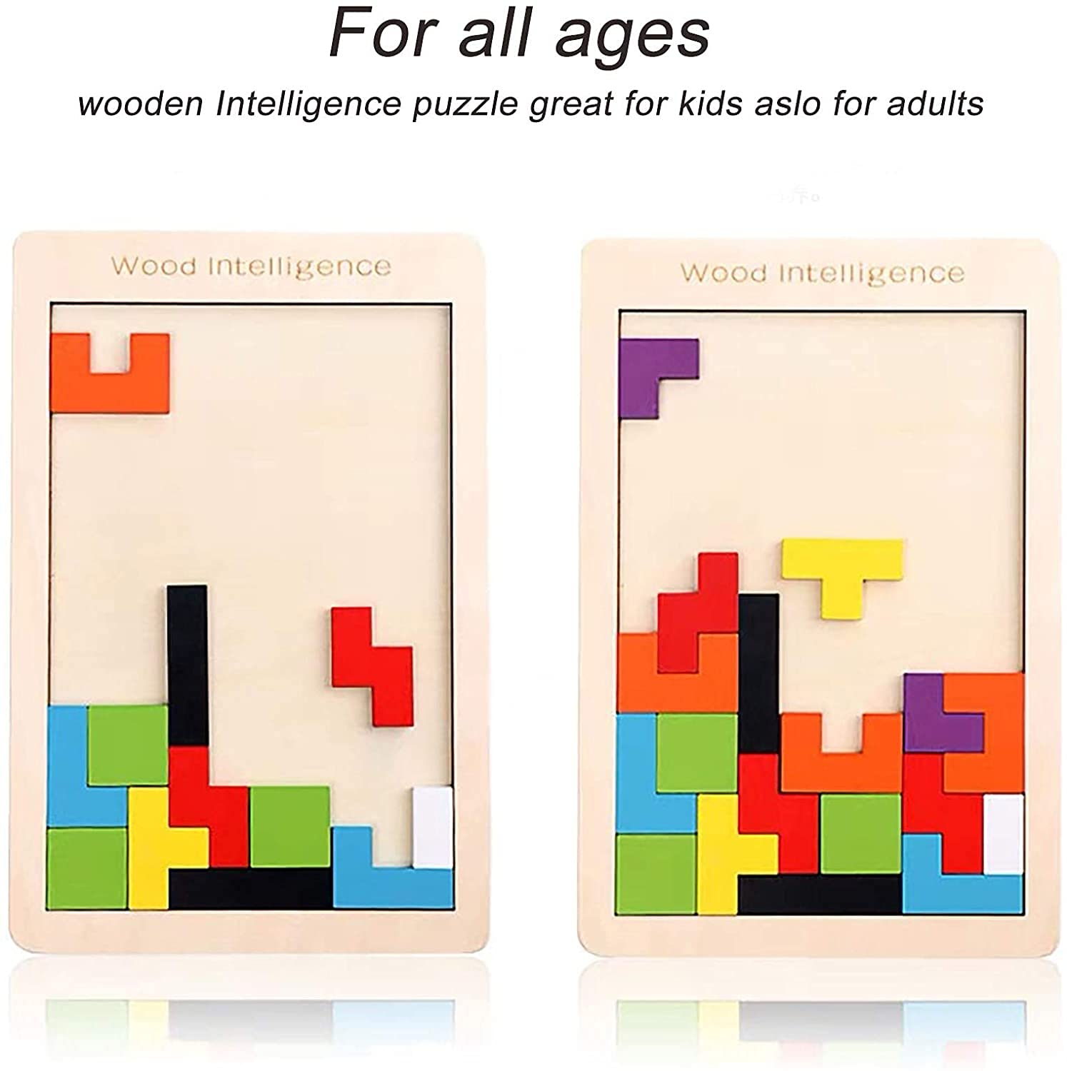Smoneo Wooden Tetris 3D Jigsaw Block Puzzle for Baby Kids; Educational Montessori Tangram Game Montessori Intelligence Birthday Gift Toy for 3+ Year Boys & Girls (Pack of 1) 2