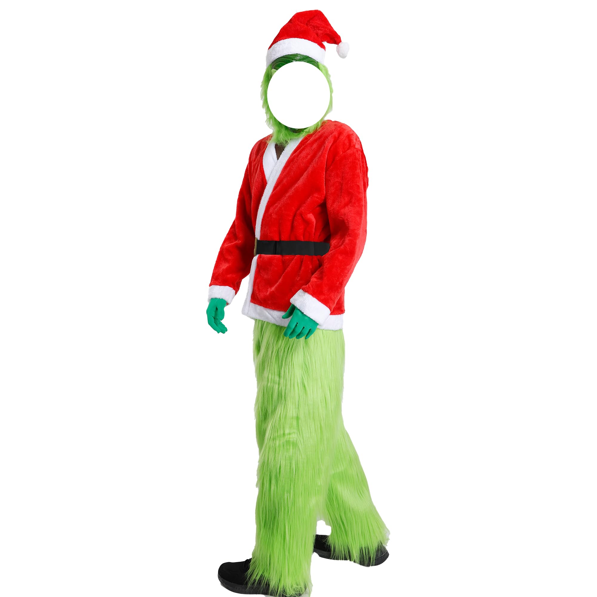 Carnavalife Disfraz navidad, traje de monstruo verde, disfraz papa noel para Hombre Adulto, Ropa de Papá Noel con accesrorios, Cosplay de Navidad lujo Santa Claus Santa Claus
