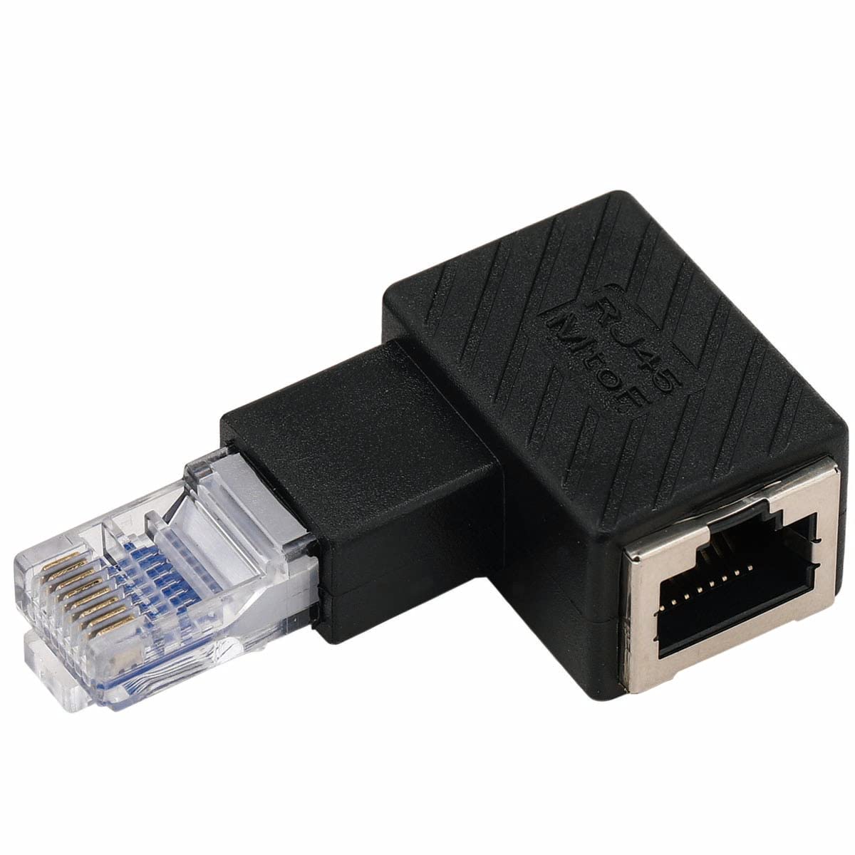 Greluma 2 Pz Adattatore Ethernet a 90 gradi, connettore LAN RJ45 ad angolo sinistro e destro, connettore di rete di estensione da maschio a femmina, per computer, laptop, router