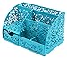 EasyPAG Pen Holder Desk Organizer with Drawer Pencil Cup for Desk 6 Compartments Metal Office Caddy Storage with Sticky Notes Holder for School Home Office, Dark Teal