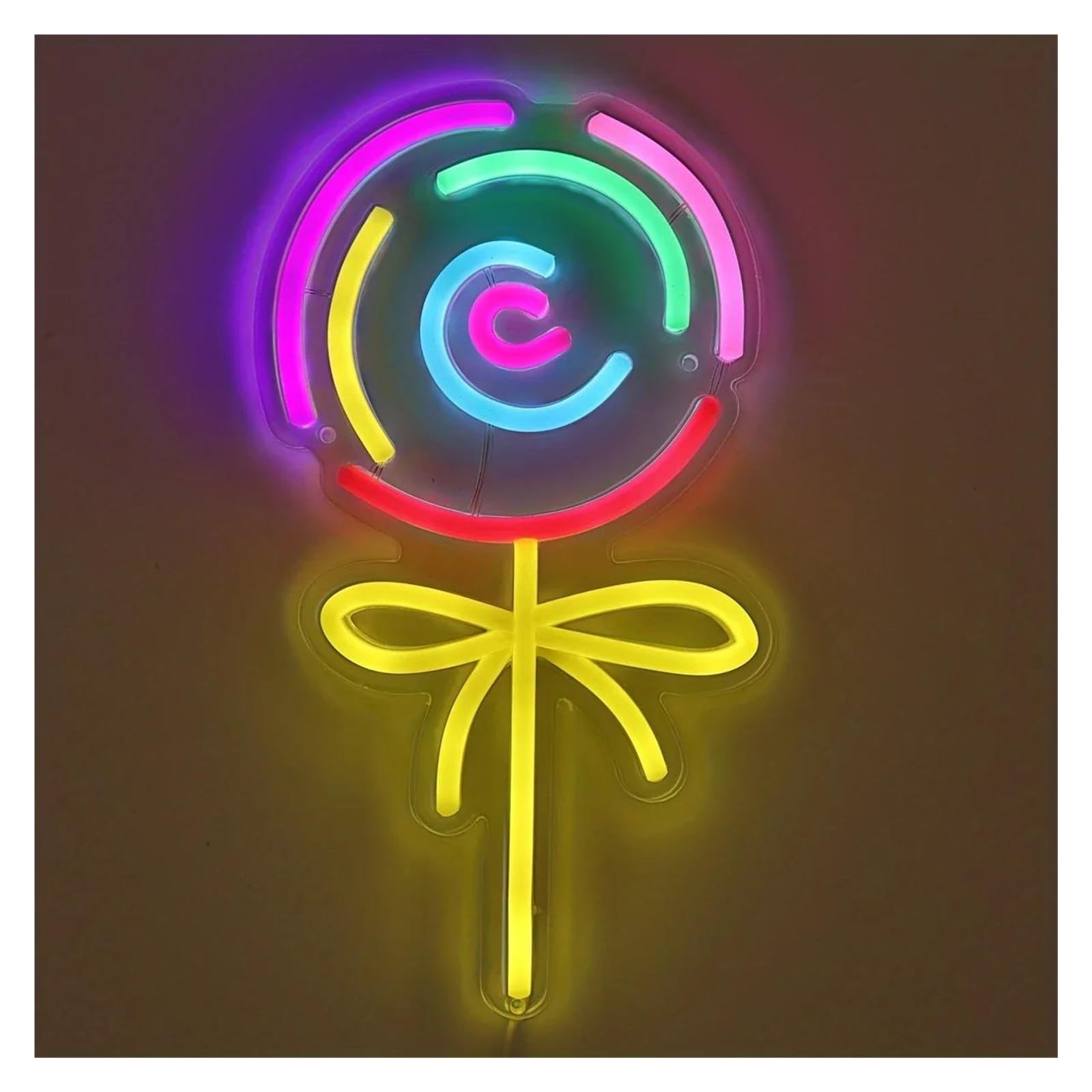 SHOUXI Sign Lamp Lollipop Neon Sign Candy Store Wall Decor Light USB Dimmer for Shop Room Party Event Decoration 16.6cmх29.5cm