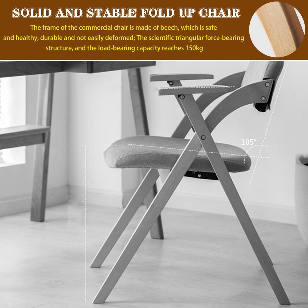 Klappstuhl Klappstühle Esszimmer Einzel-Eventstuhl Mit Armlehne, Bequeme Ergonomische Klappstühle, Esszimmerstuhl Mit Gepolsterten Sitzen, Tragfähigkeit 200 Kg ( Color : Dark brown , S : 52*60*77cm )