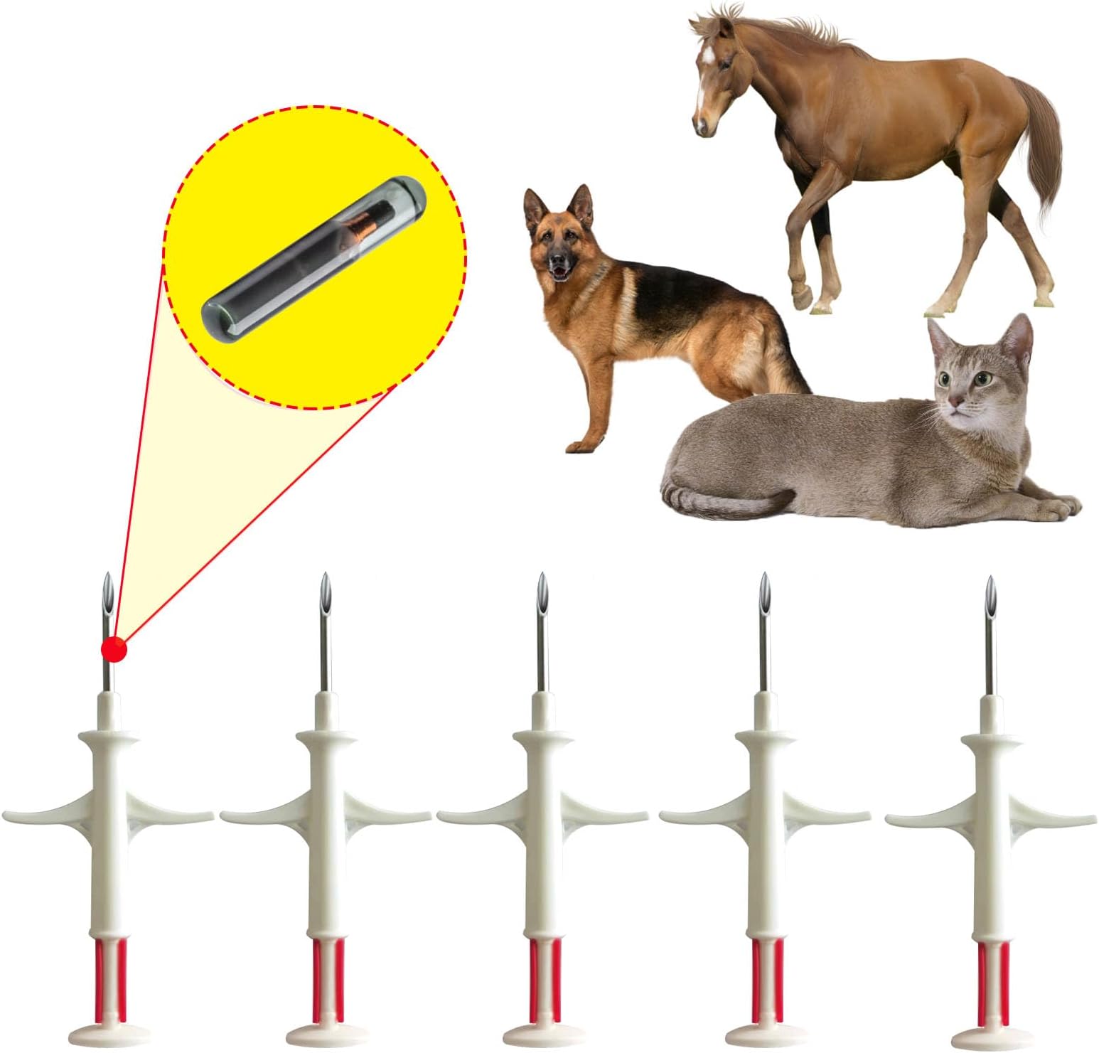 Pet ID Microchips for Pets Dogs Cats 2.12X12 mm Size Universal Standard