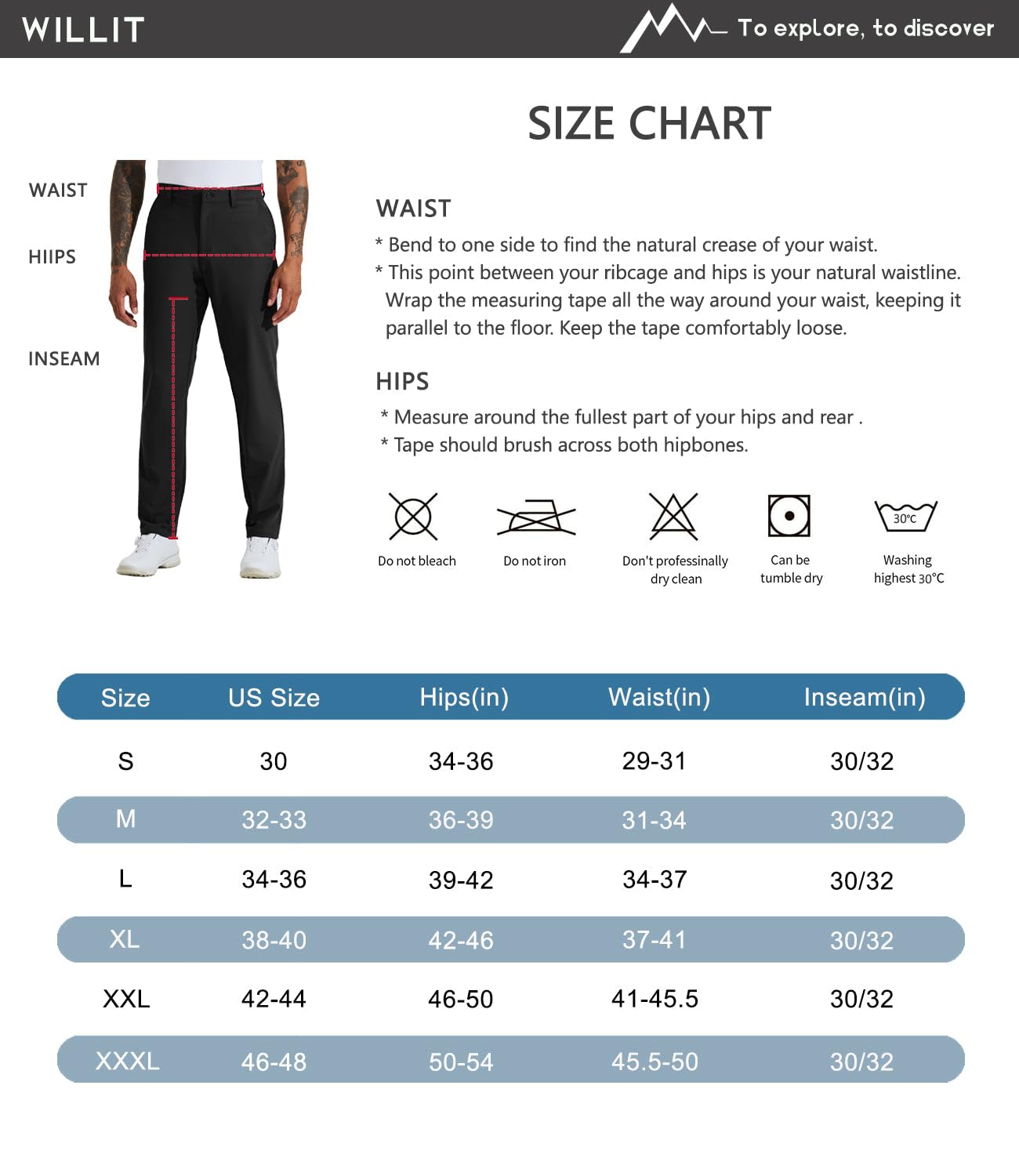 WILLIT Pantaloni da golf da uomo, elasticizzati, slim fit, ad asciugatura rapida, casual, da lavoro, elasticizzati, lunghi, con tasche, 30"/32", Cachi chiaro, 30 l