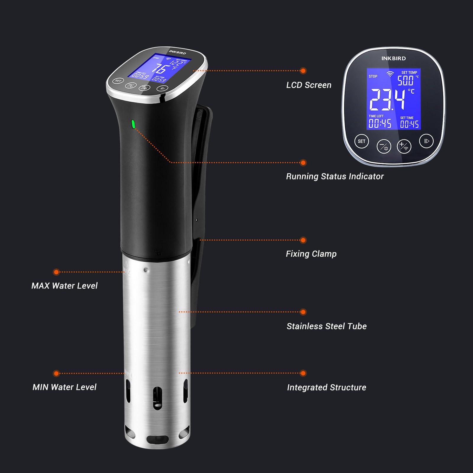 INKBIRD WiFi Immersion Circulator for Sous Vide, IPX7 Waterproof 1000W Sous Vide Cooker, Accurate Sous Vide Machine with Free App Recipes, Stainless Steel Immersion Cooker & Sous Vide Circulator