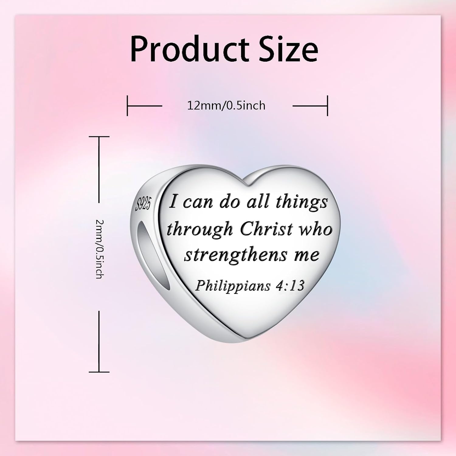 Bible Family Mom Wife Love Heart Dangle Charm 925 Sterling Silver Charms fits Bracelets and Necklace Pendant Bead Charms Jewelry Present for Women Family Friends - Image 6