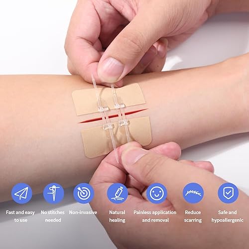 Miniatura 3 de LUBYD Vendas adhesivas de tela flexible y cierres de laceración de emergencia aprobados por la FDA - Repara heridas sin puntadas para heridas de 1