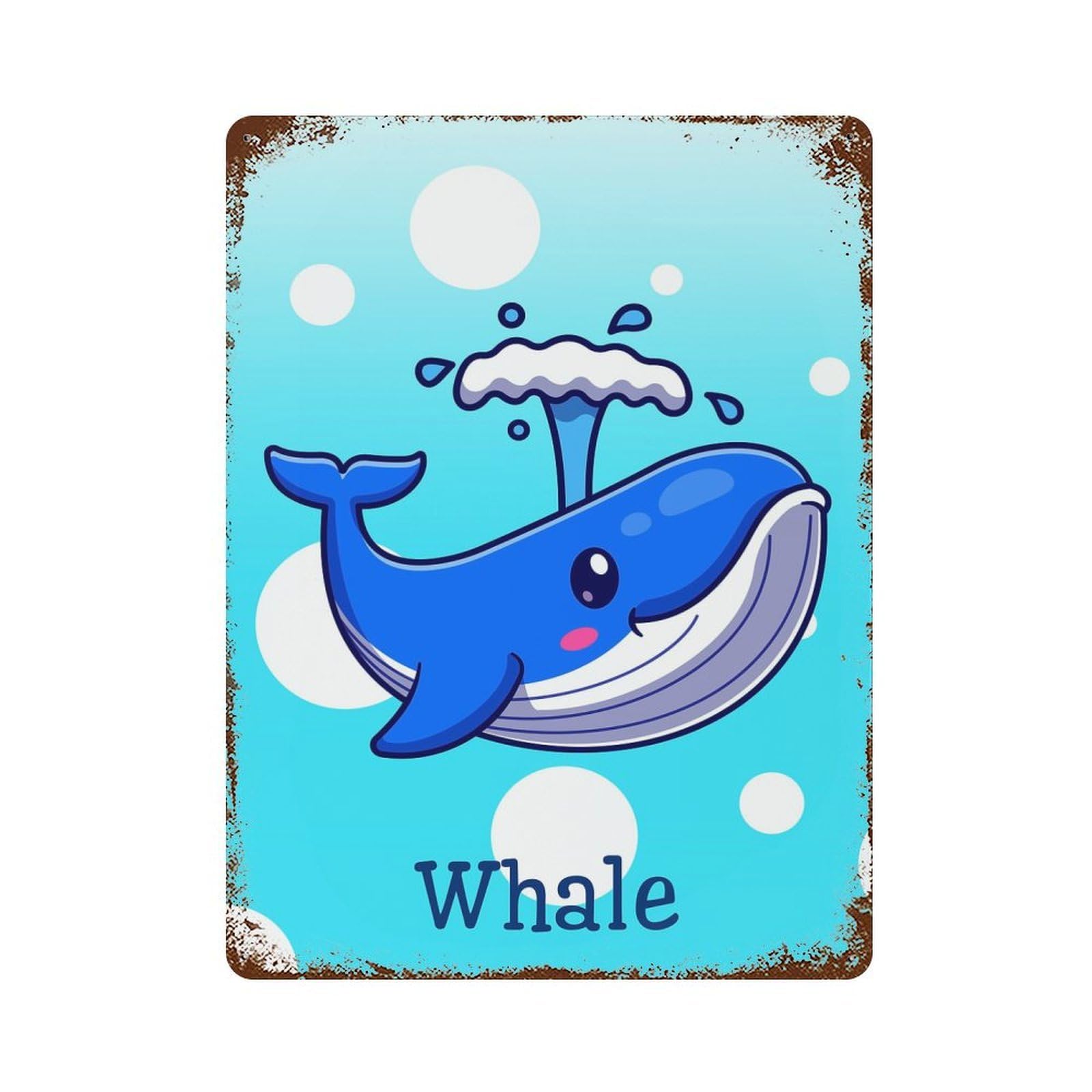 Whale Weathered Tin Sign 15.7"x11.8", Ideal for Shed, Workshop And Garage Wall Decor
