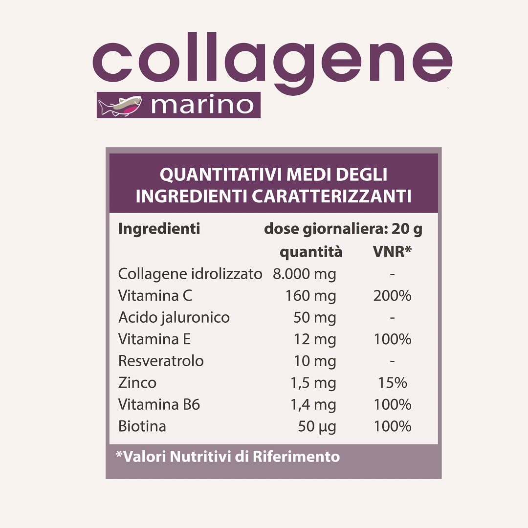 FITOERA Collagene Marino in Polvere 500g – Con Acido Ialuronico, Biotina, Vitamina C, E, Zinco e Resveratrolo – Per Pelle, Capelli e Unghie – Alta Solubilità – Made in Italy