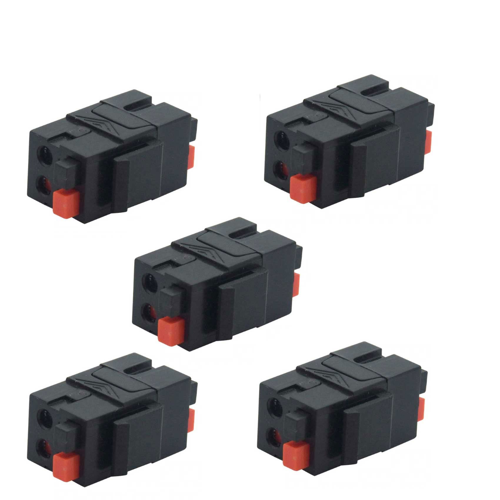 Speaker Keystone Jack – Spring Loaded Speaker Jack for Keystone Wall Plate, Female to Female, for Home Theater Wall Plates - Black (5-Pack)