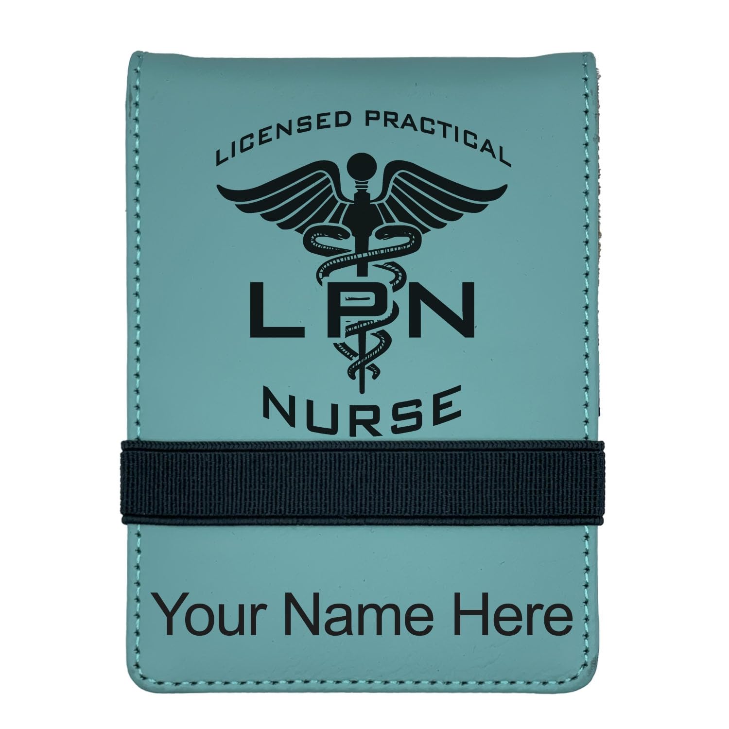 LaserGram Mini Padfolio with Notepad and Pen, LPN Licensed Practical Nurse, Personalized Engraving Included (Teal)