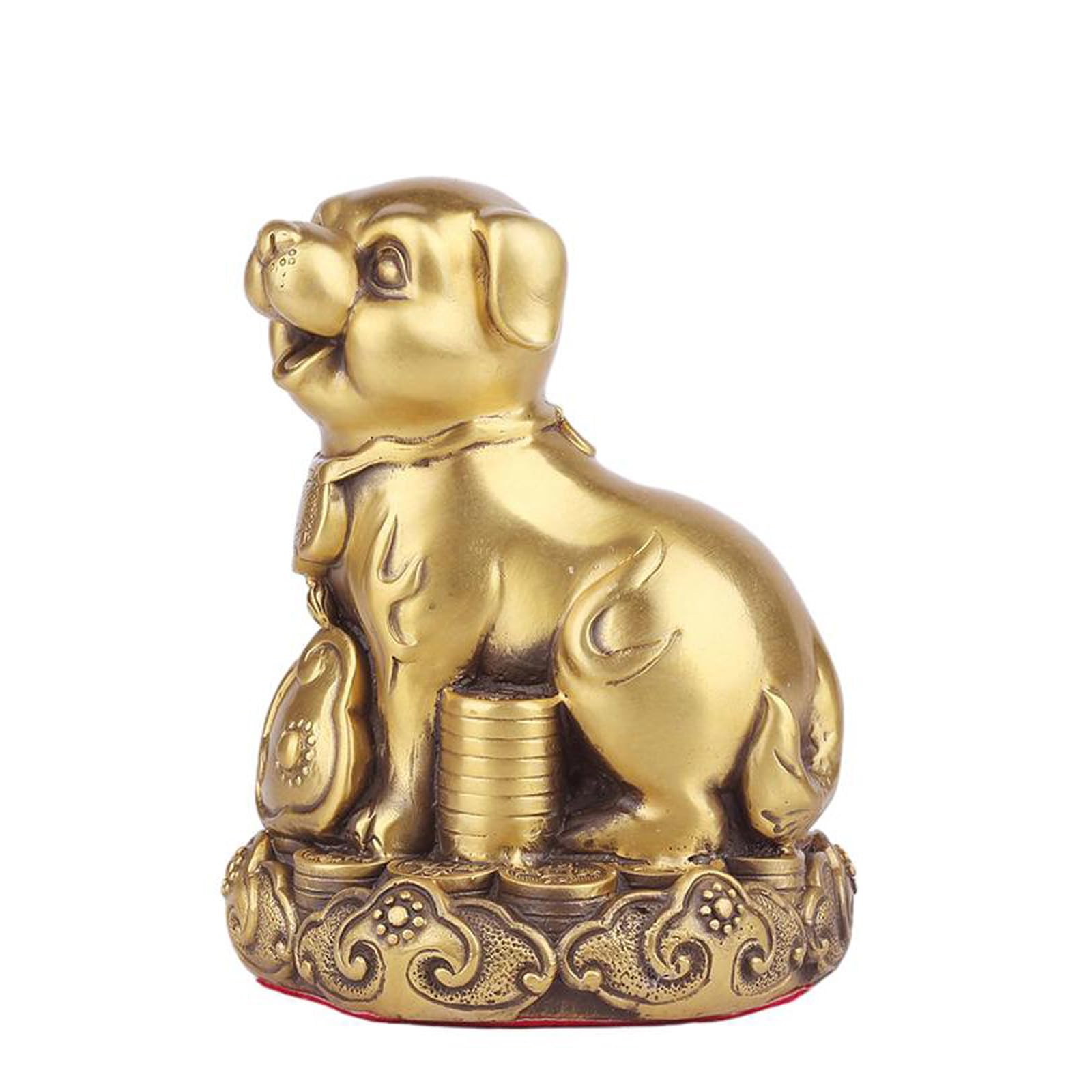 WXMYOZR Chinese Zodiac Figurines Pure Brass Chinese Twelve Animals Statue Collectable Feng Shui Decor Best Chinese New Year Gift,Dog,Little