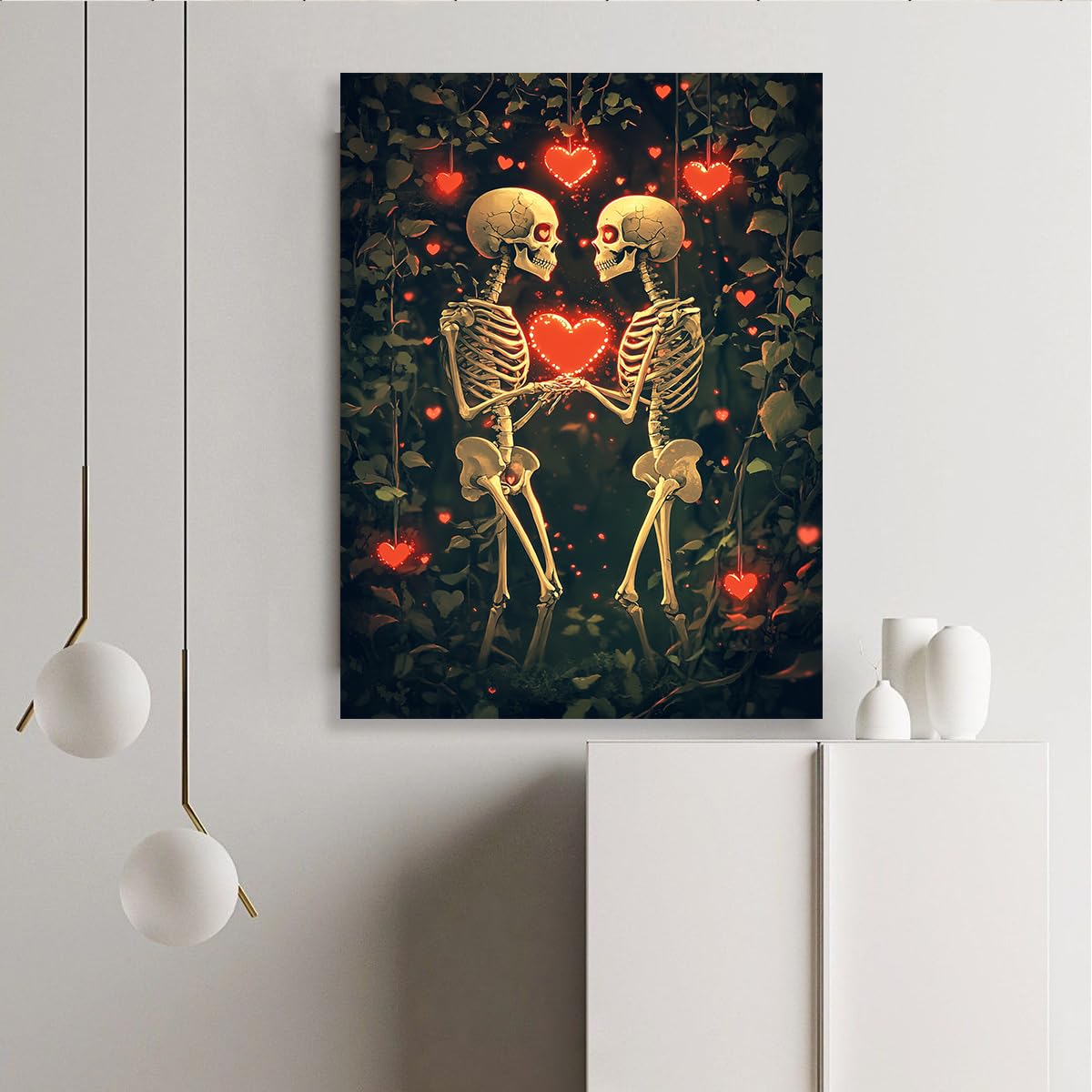 Via Vela Gothic Love Couple Szkielet Obraz na płótnie Jadalnia Dekoracja 70 x 105 cm