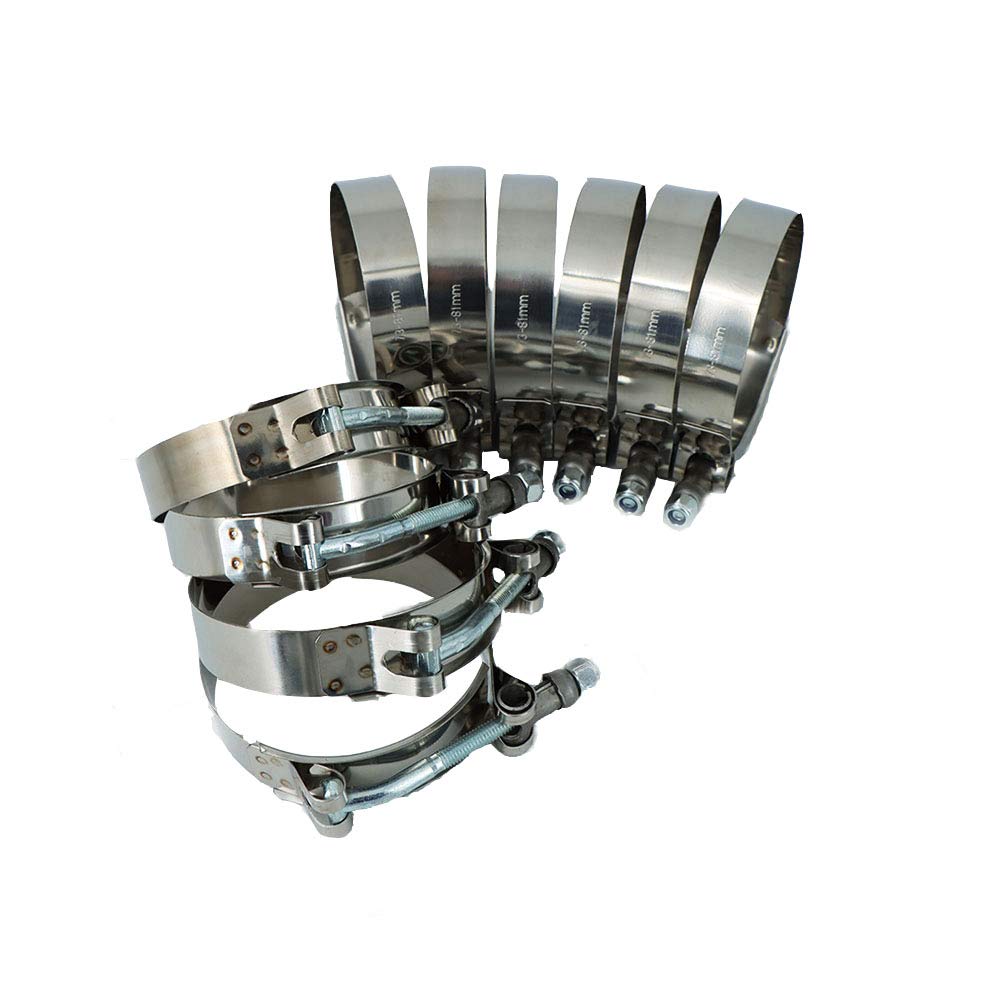 SEIDER 10PCS 304 Stainless Steel T-Bolt Turbo Hose Clamp SilconeT Bolt Clamp T Hose Pipe Clamp (Color : 67-75mm 10pcs)