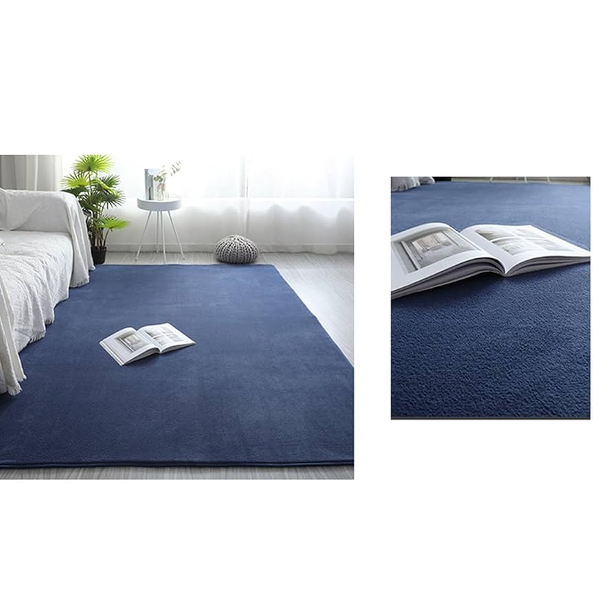 Amazon｜カーペット ネイビー ラグ 滑り止め付 洗濯機で洗える