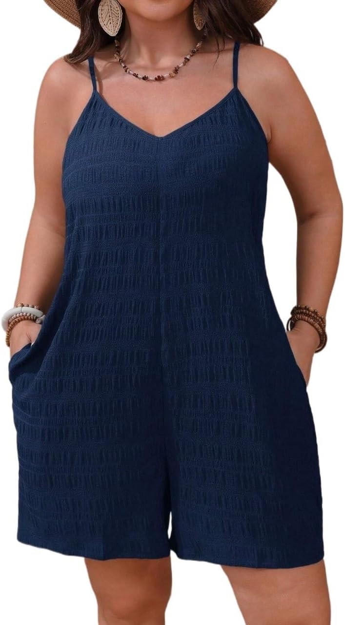 Rompers for Women Summer 2026 Plus Size Sleeveless Pleated Loose Jumpsuit With & Elegant