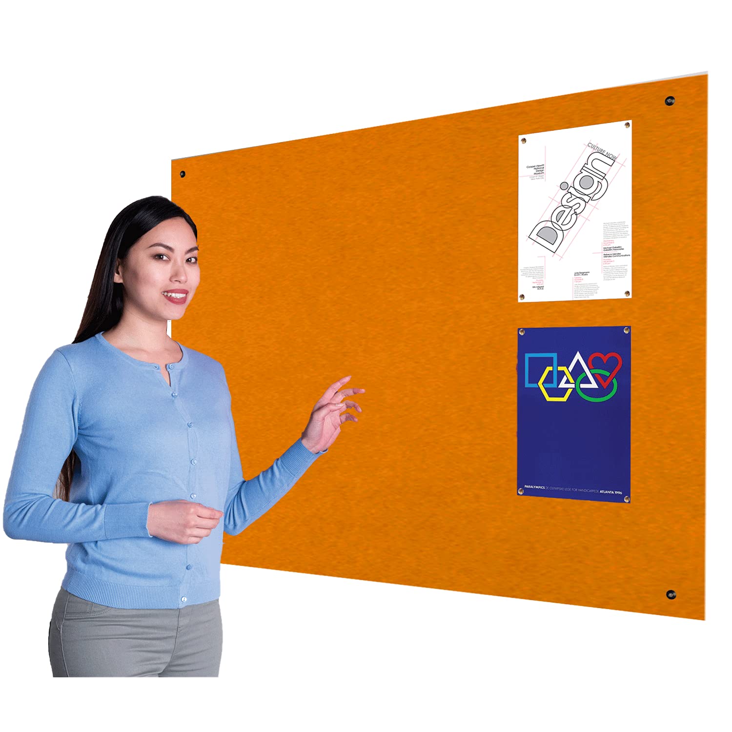 Wonderwall Frameless Orange Noticeboard, Fire Retardant Pinboard, 120 x 180 cm, 8 Colours to Choose from - Ideal for Office, School, Healthcare, Housing Associations
