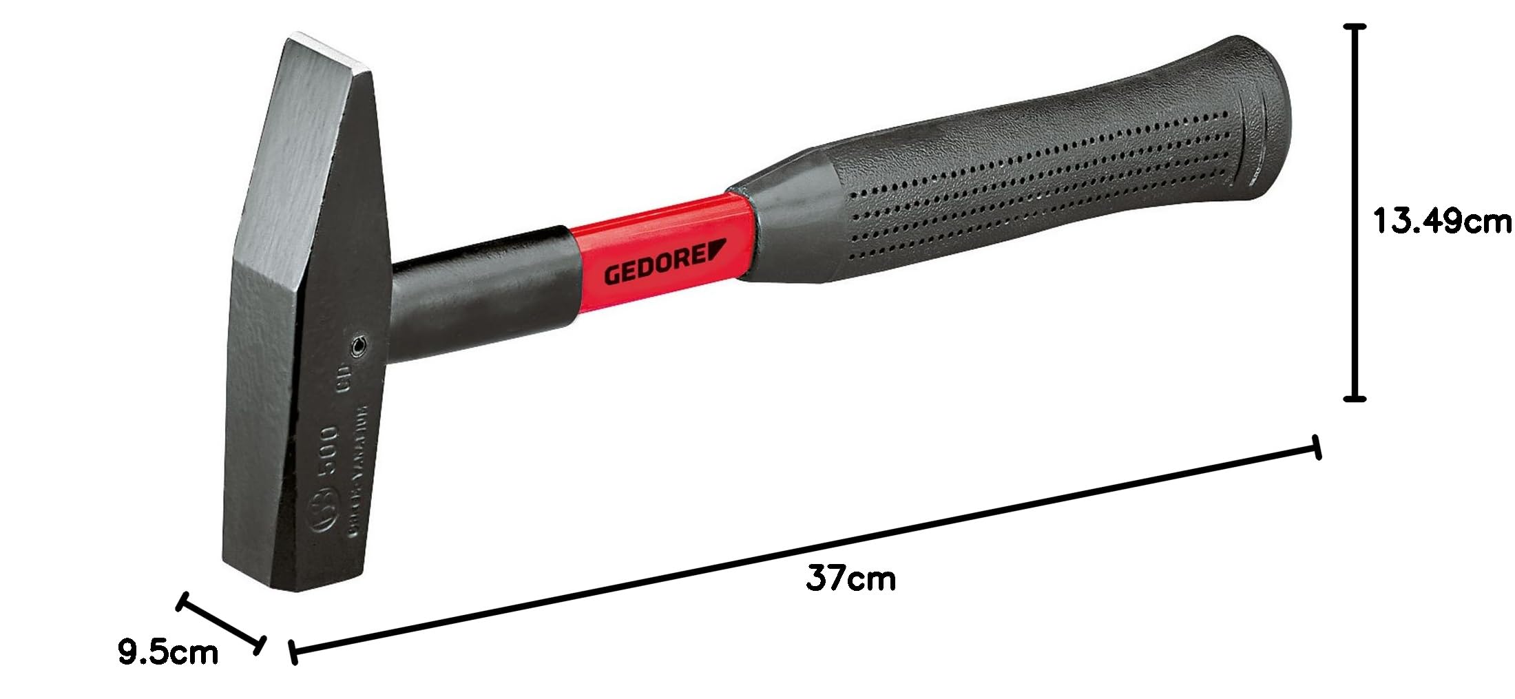 Gedore F-500 Schlosserhammer mit Fiberglasstiel, 500 g, farbe