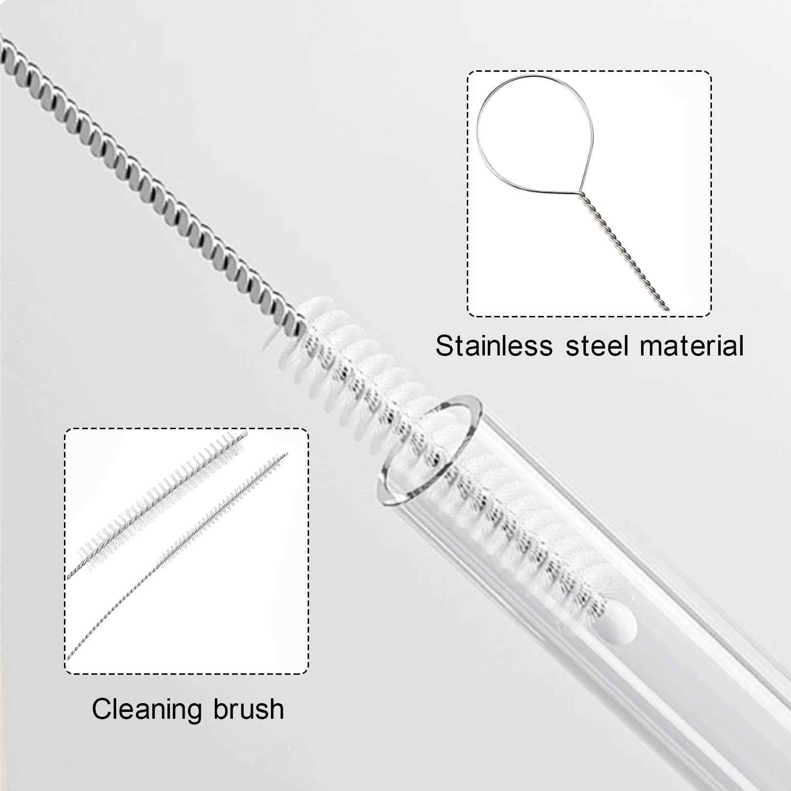 Set 5 Spazzole Per Pulizia Tubi E Ugelli In Acciaio Inox E Nylon - Flessibili, Diametri Da 10 A 100 Mm, Per Cannucce, Tastiere, Aerografi, Tatuaggi - 2