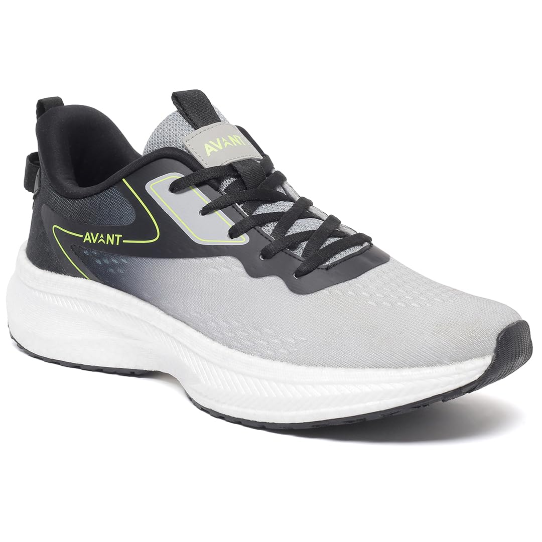 AVANT Men's Punch Running & Training Shoes - Superior Cushioning, Enhanced Grip TPU Outsole, Superior Traction, Anti Skid, Lightweight, Shock Absorption Tech, Sports Footwear (AVMSH170CL01UK9_Grey)