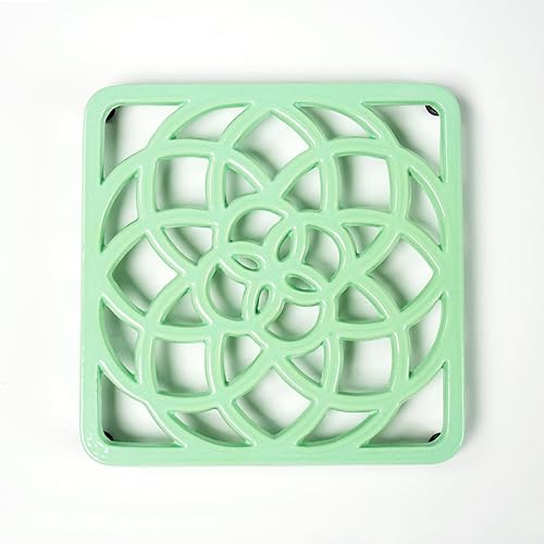 HAWOK Salvamanteles cuadrados de hierro fundido esmaltado con clavijas de gomaalimentación antideslizante azul marino