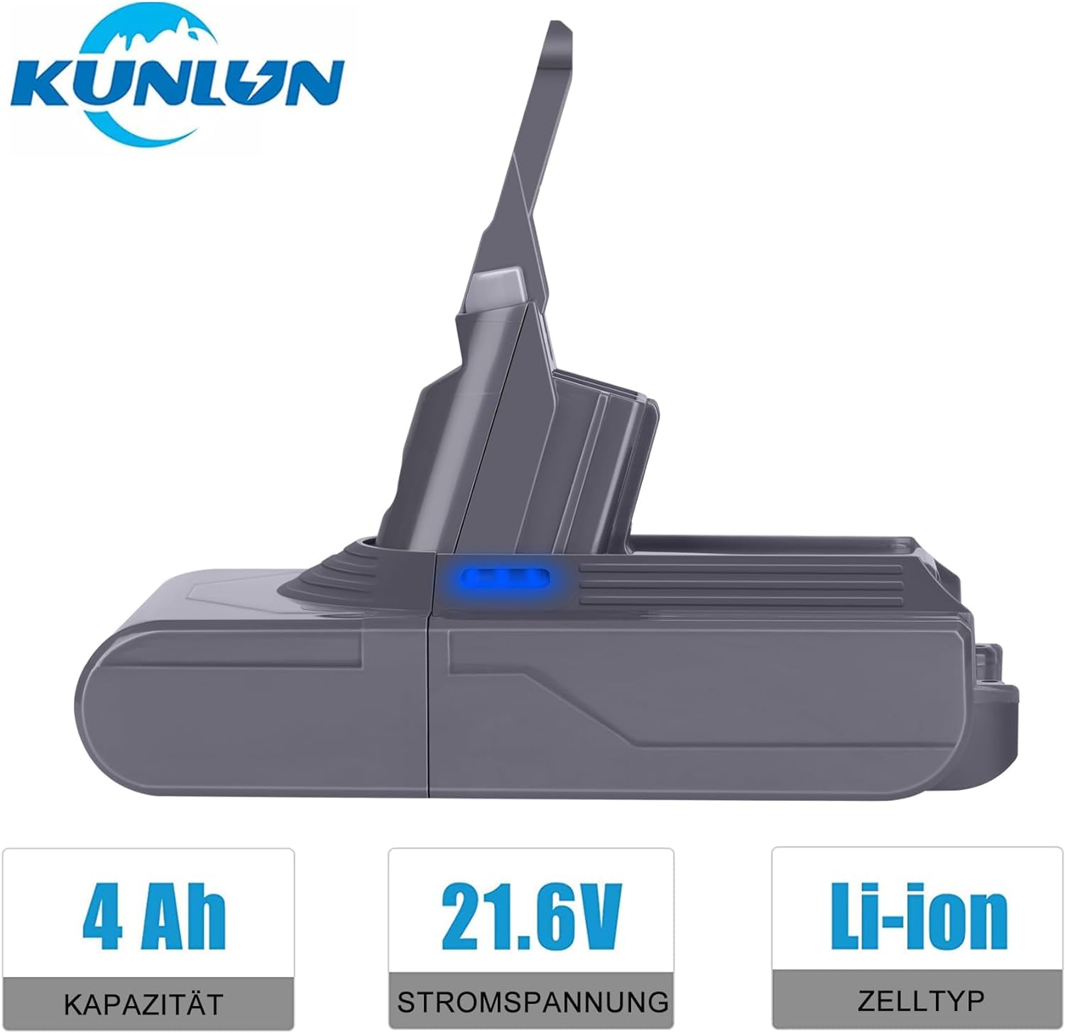 KUNLUN V8 Akku 21.6V V8 Ersatzakku für V8 SV10 Akku Li-Ionen Batterie für V8 Absolute/V8 Animal/V8 Fluffy V8 Motorhead V8 Slim Exclusive Handstaubsauger kabellos Ladegerät