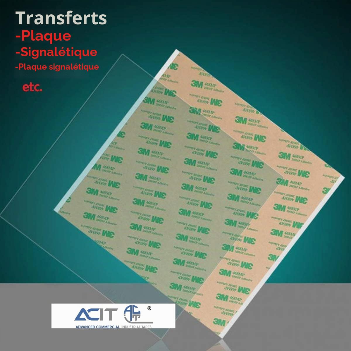 ACIT - 3M 468 MP, double face transfer, 5 feuilles (10'' 25,40 cm x 25,40 cm)