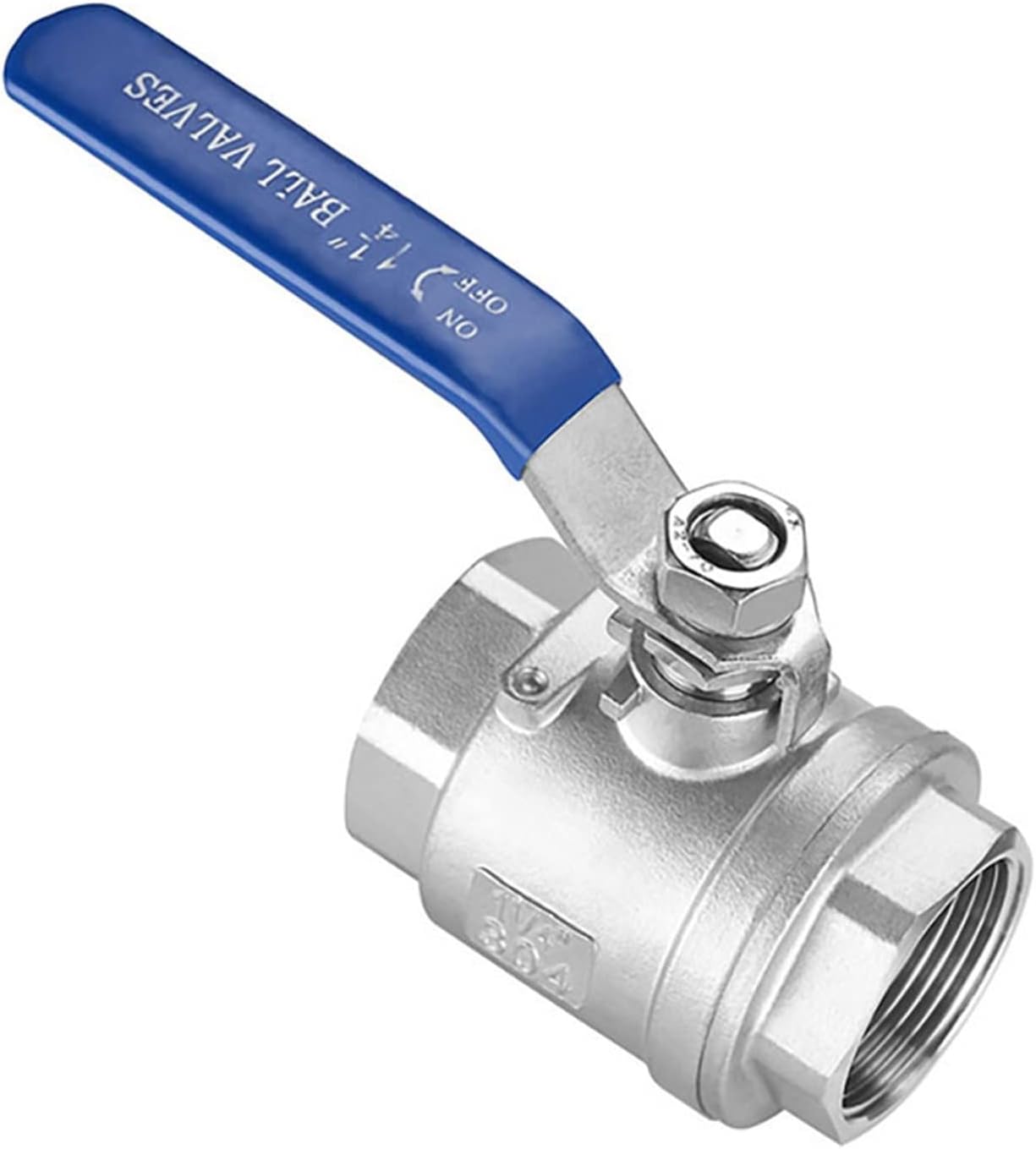 1/2" 3/4" 1" 1-1/4" 1-1/2" 2" Two-piece BSP Thread Ball Valve 304 Stainless Steel Ball Valve For use with liquids and gases (Size : 1", Color : SS304)
