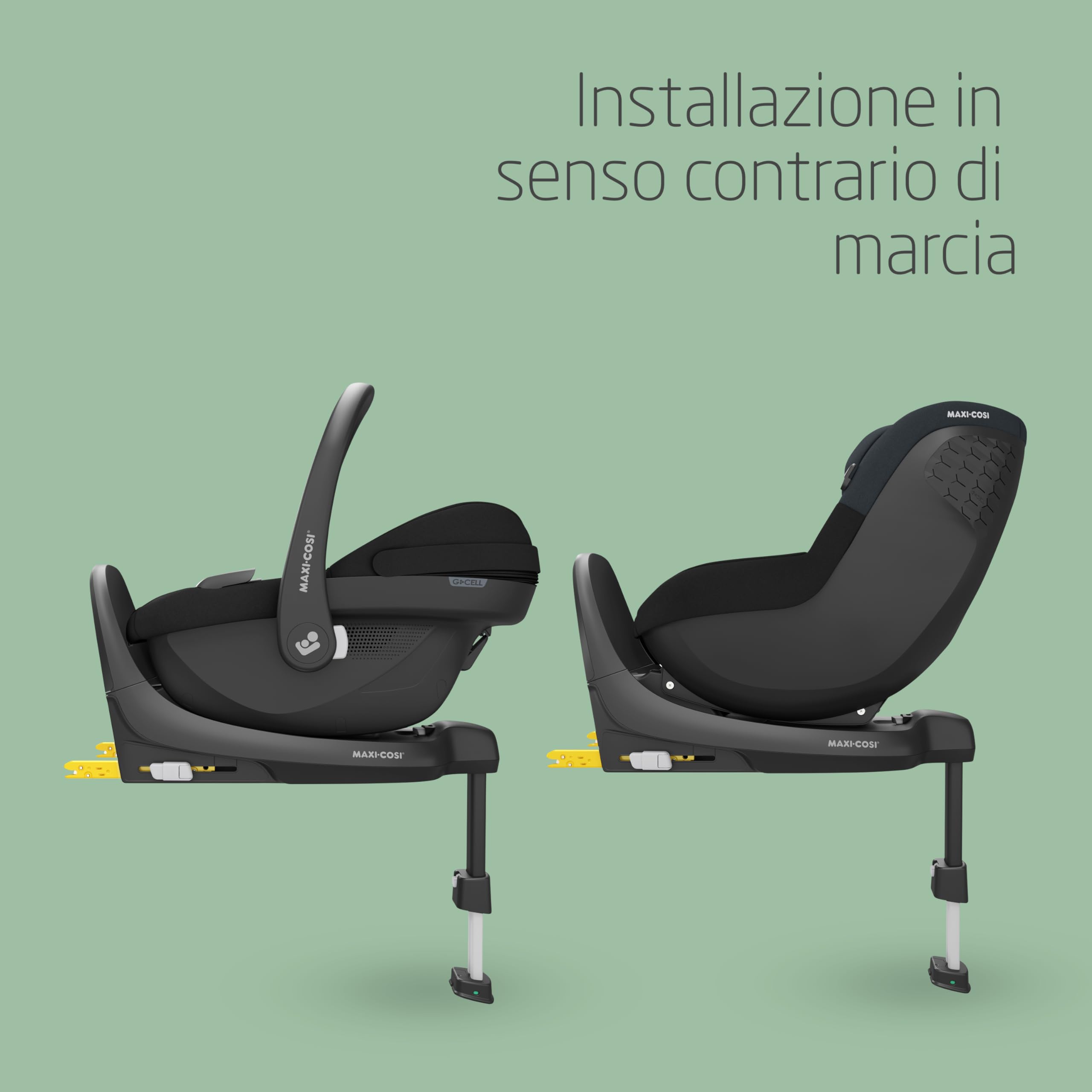 Maxi-Cosi FamilyFix S, Base seggiolino auto, Base isofix, 0-4 anni, 0-18 kg, 40-105 cm, i-Size, Viaggio in senso contrario di marcia, Installazione Click & Go, Feedback di installazione corretta, Nero