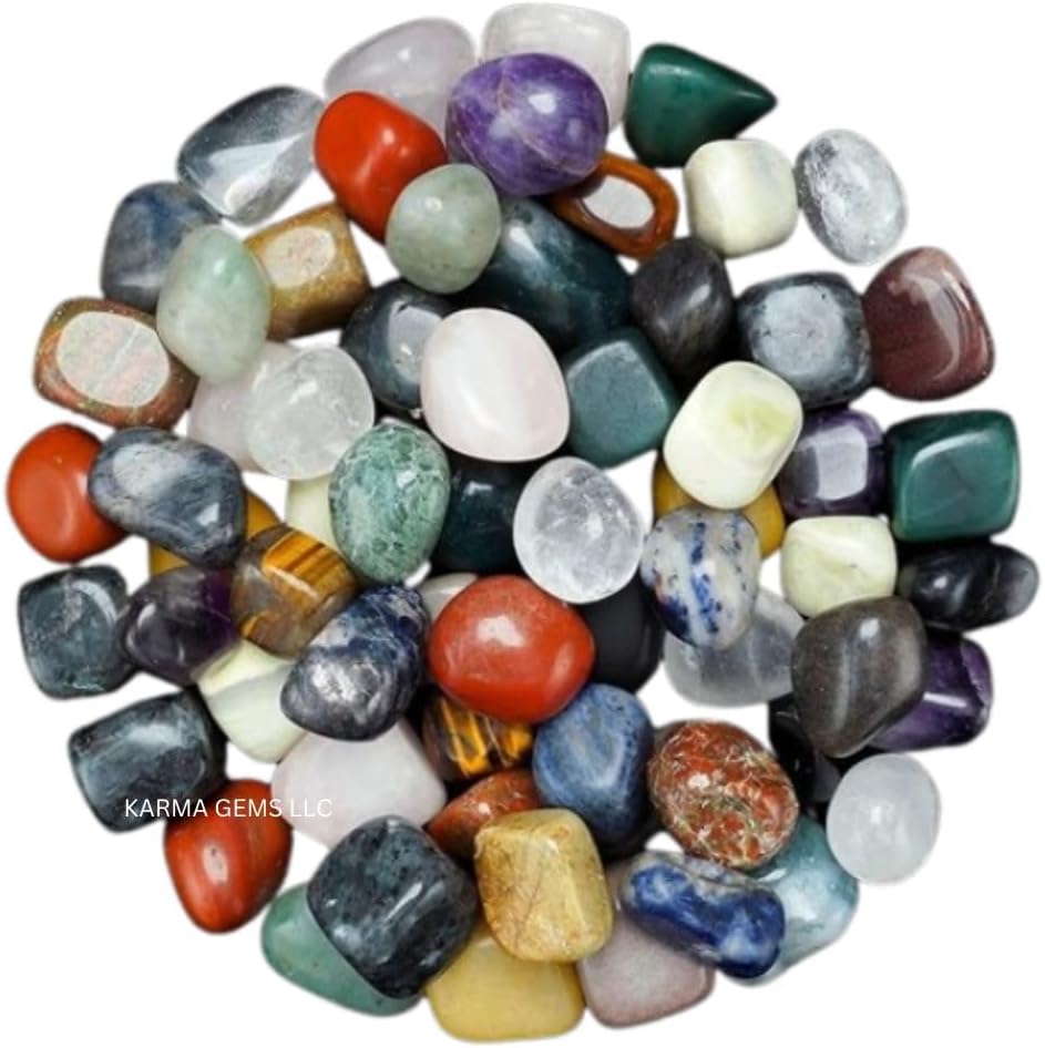 1lb Mix Tumbled Stones - Polished Stones for Positive Energy - Crystal Kit for Fresh Mind & Restful Sleep - Healing Stone for Chakra Balancing - Ideal for Gift & Home Decor (15-25 Mm)